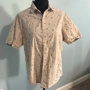 Denim & Flower Beige Palm Print Casual Shirt